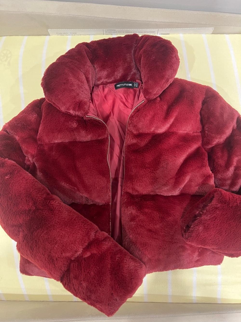 PrettyLittleThing Plush Red Puffer Jacket